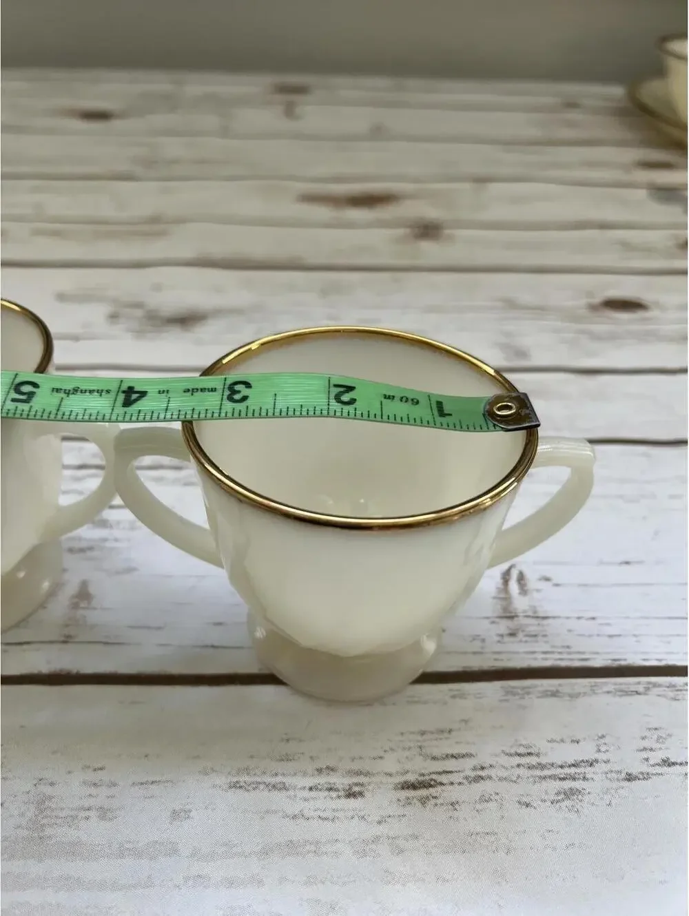 Vintage Fire King Cream and Gold Creamer and Sugar‎ Set